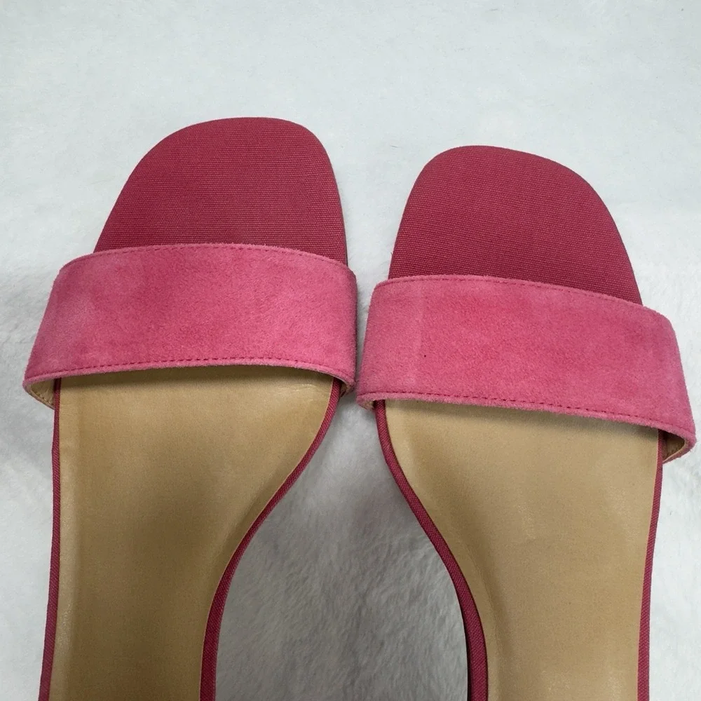 Franco Sarto L-Rosalina Open‎ Toe Pink Block Heel Women Sandals Size 9.5 M